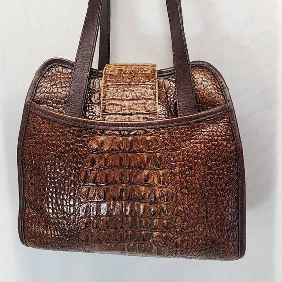 BRIGHTON Brown Crocco Embossed Strap Over Shoulder Bag - Picture 4 of 15